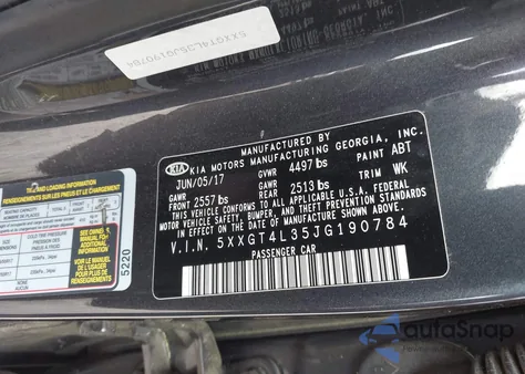 2018 Kia Optima S from USA, damaged, VIN 5XXGT4L35JG190784